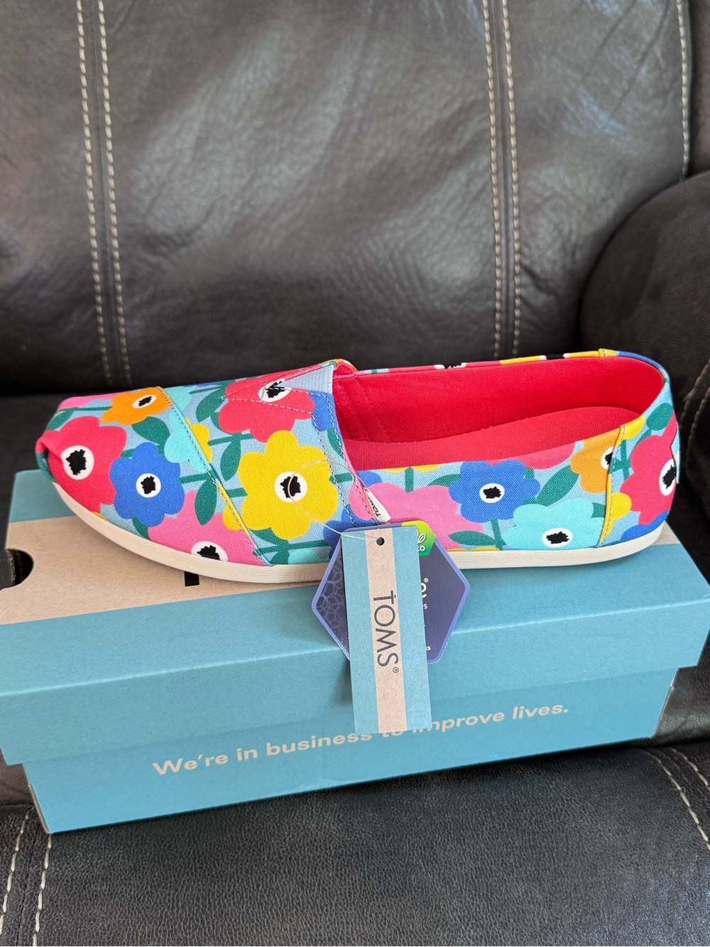 TOMS Floral Canvas Slip-On in Pink, Yellow, Blue and Green